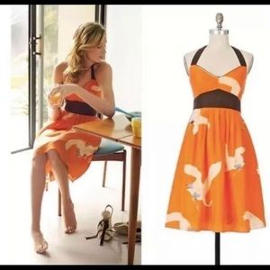 Moulinette Soeurs orange crane halter dress